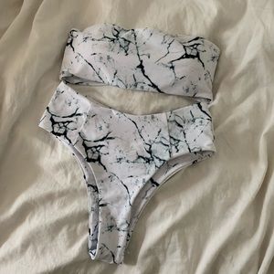 High waisted marble bikini NWOT